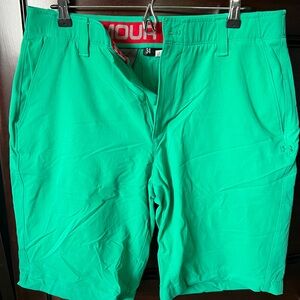 Under Armour Green Athletic Shorts Slim Fit Elastic Waistband